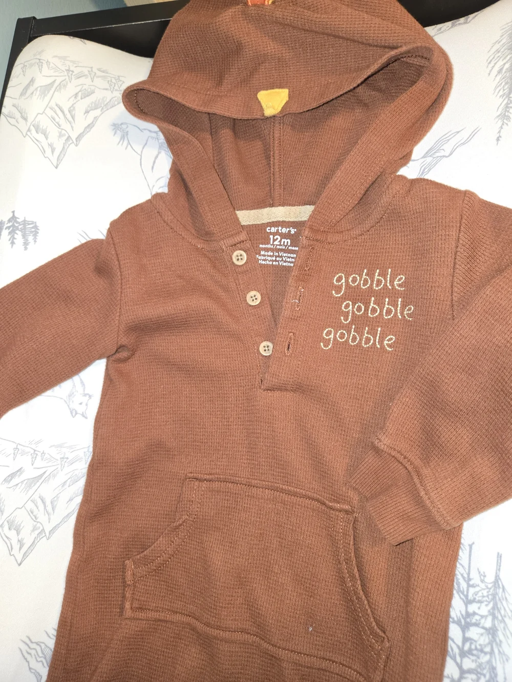 Carter's Brown 'Gobble Gobble' Hooded Turkey One-Piece